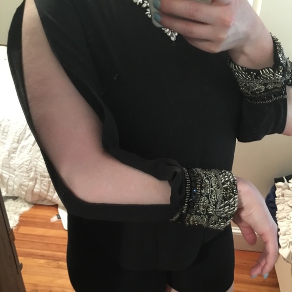 black top with open arms and jeweled sleeves L - Picture 5 of 5